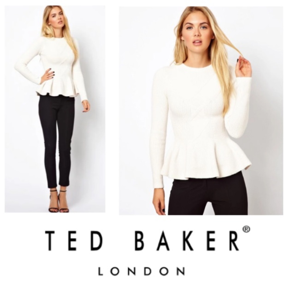 Ted BakerWomen's Cable Knit Sweater with Peplum Hem (2)